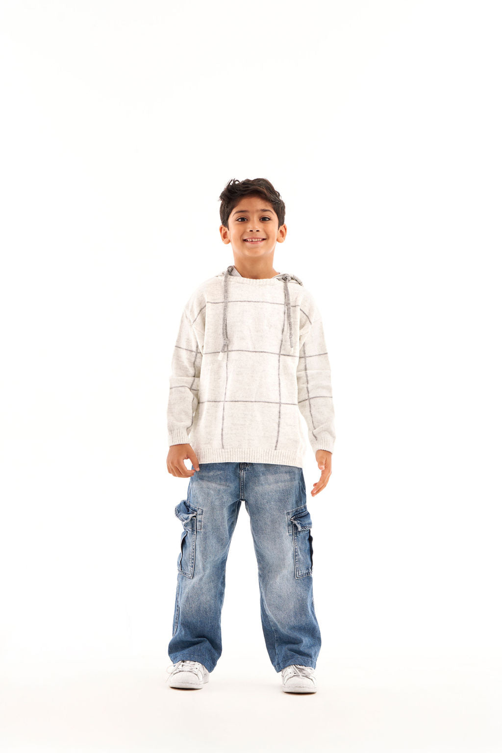 boys knit pullover with cotton caption