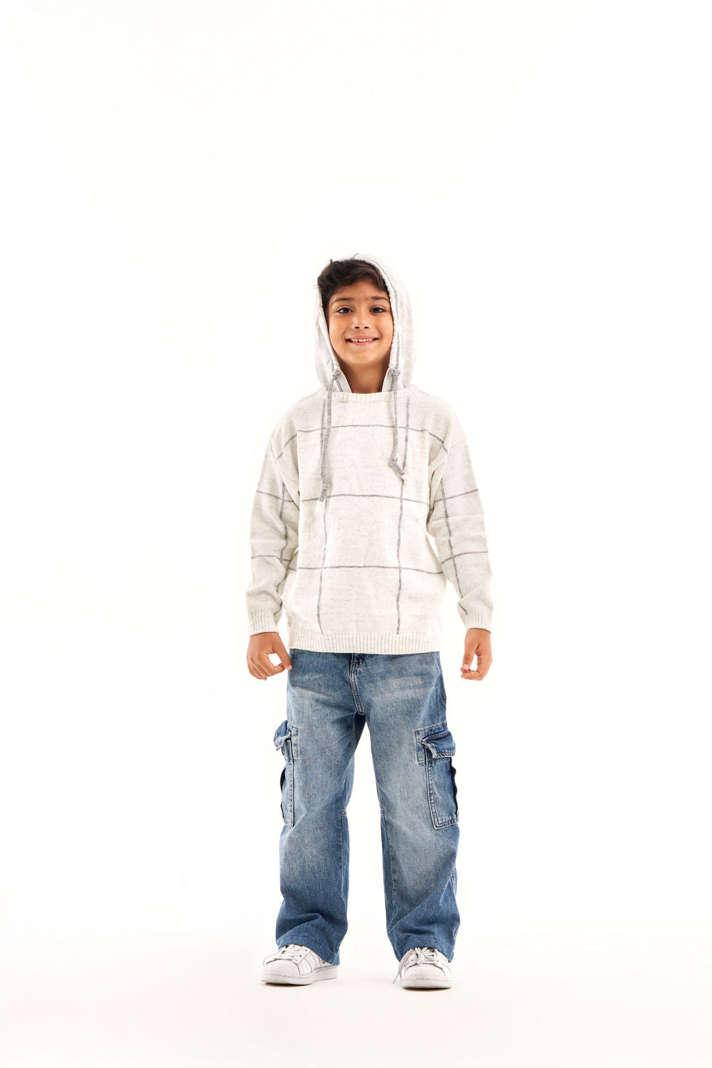 boys knit pullover with cotton caption