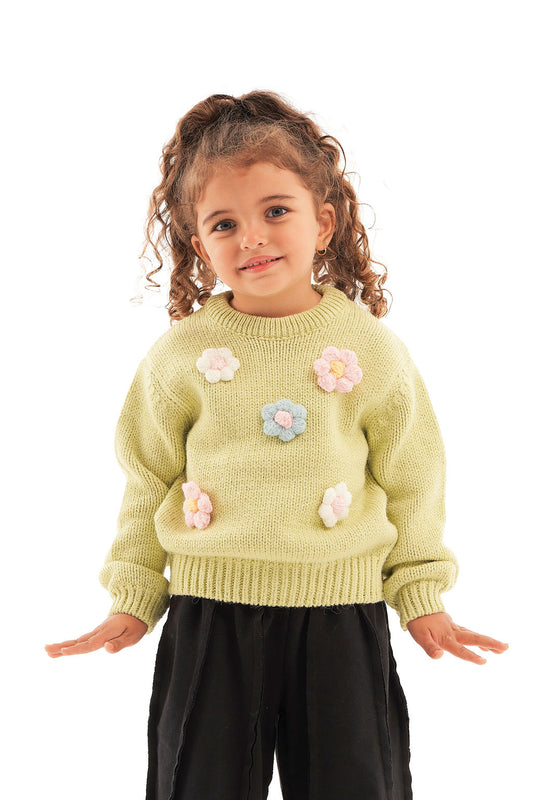 flower mix knit pullover for toddlers